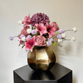 Combi Deal Gouden vaas Purple boeket